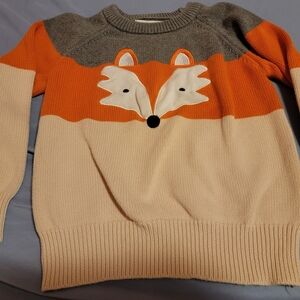 Kids Fox Sweater - Orange, Gray, and Cream